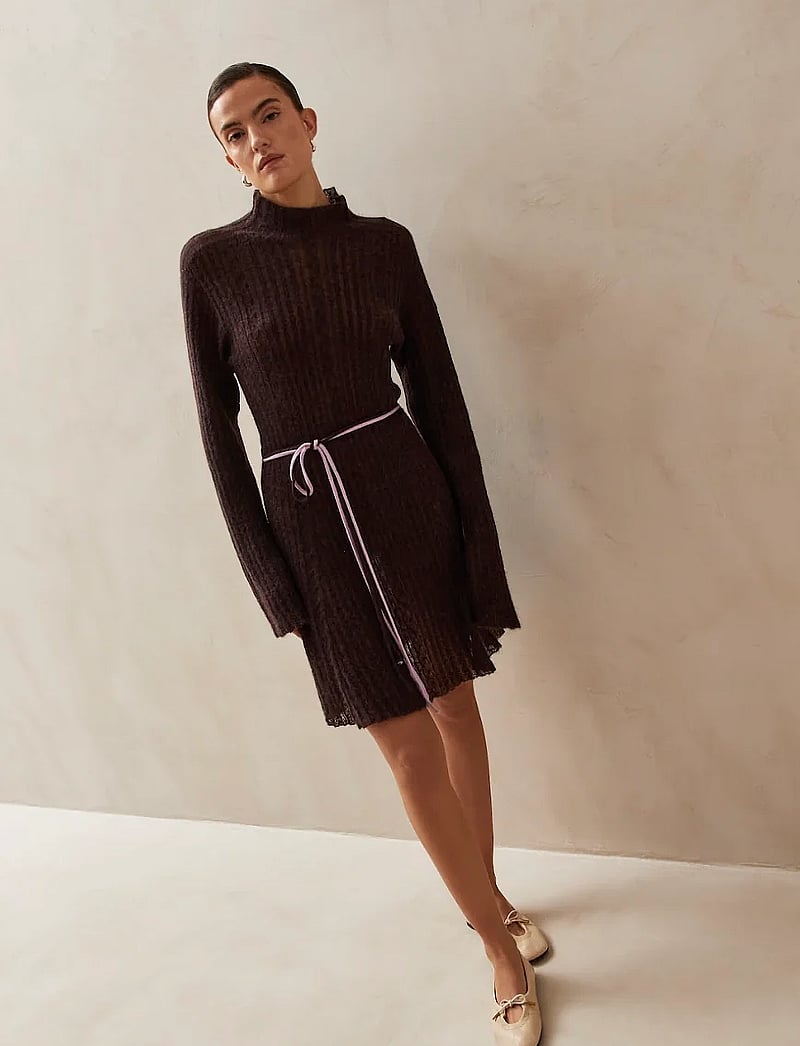 ALOHAS Selene Brown Tricot Mini Dress (ARWR100767) Short Dresses