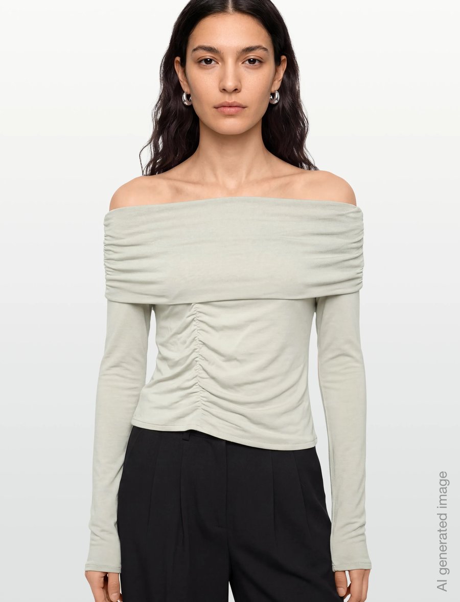 ALOHAS - Emica Gray Top - pikkade varrukatega topid - gray - 3