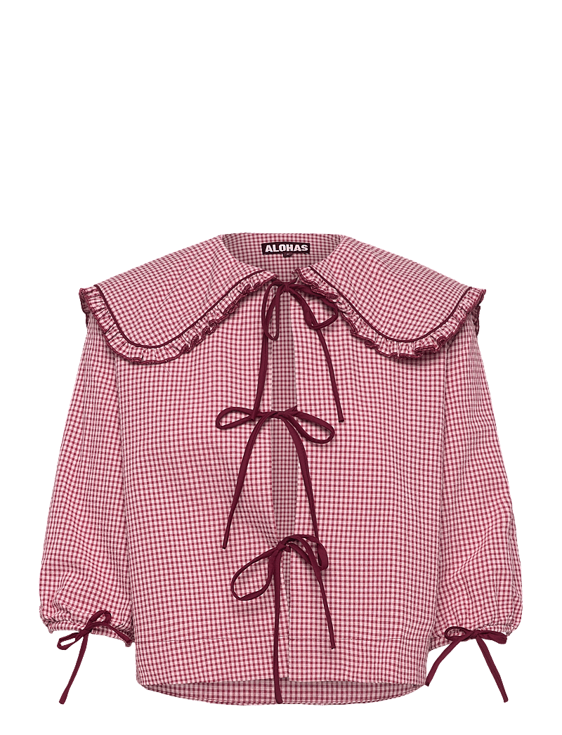 ALOHAS - Airi Checks Burgundy Blouse - pikkade varrukatega pluusid - checks burgundy - 0