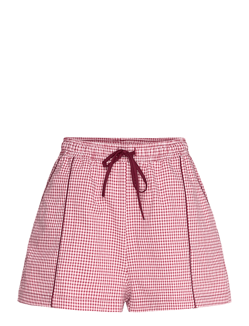 ALOHAS - Saori Checks Burgundy Shorts - casual shorts - checks burgundy - 0