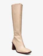 East Alli Stone Beige Leather Boots - BEIGE