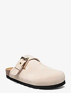 Cozy Suede Taupe Leather Clogs - BEIGE