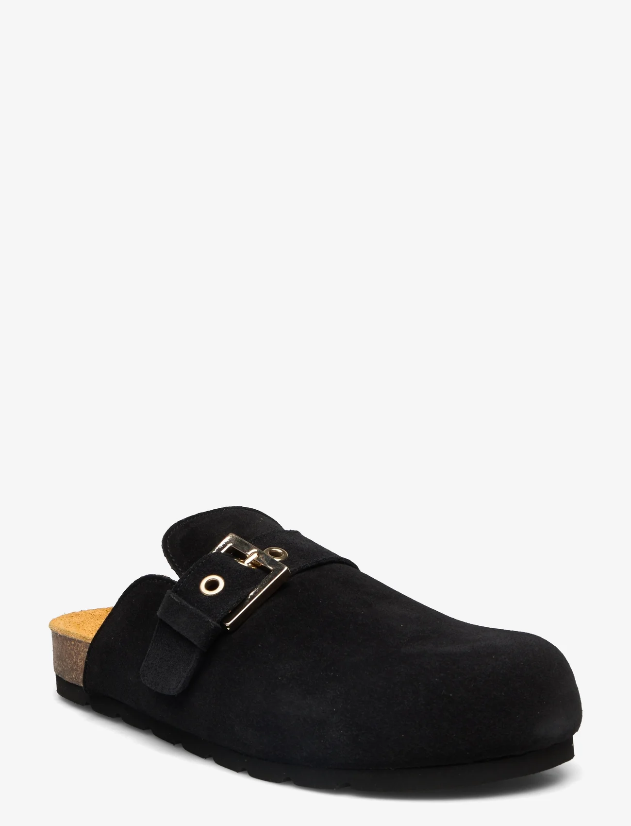 ALOHAS - Cozy Suede Taupe Leather Clogs - flat mules - black - 0