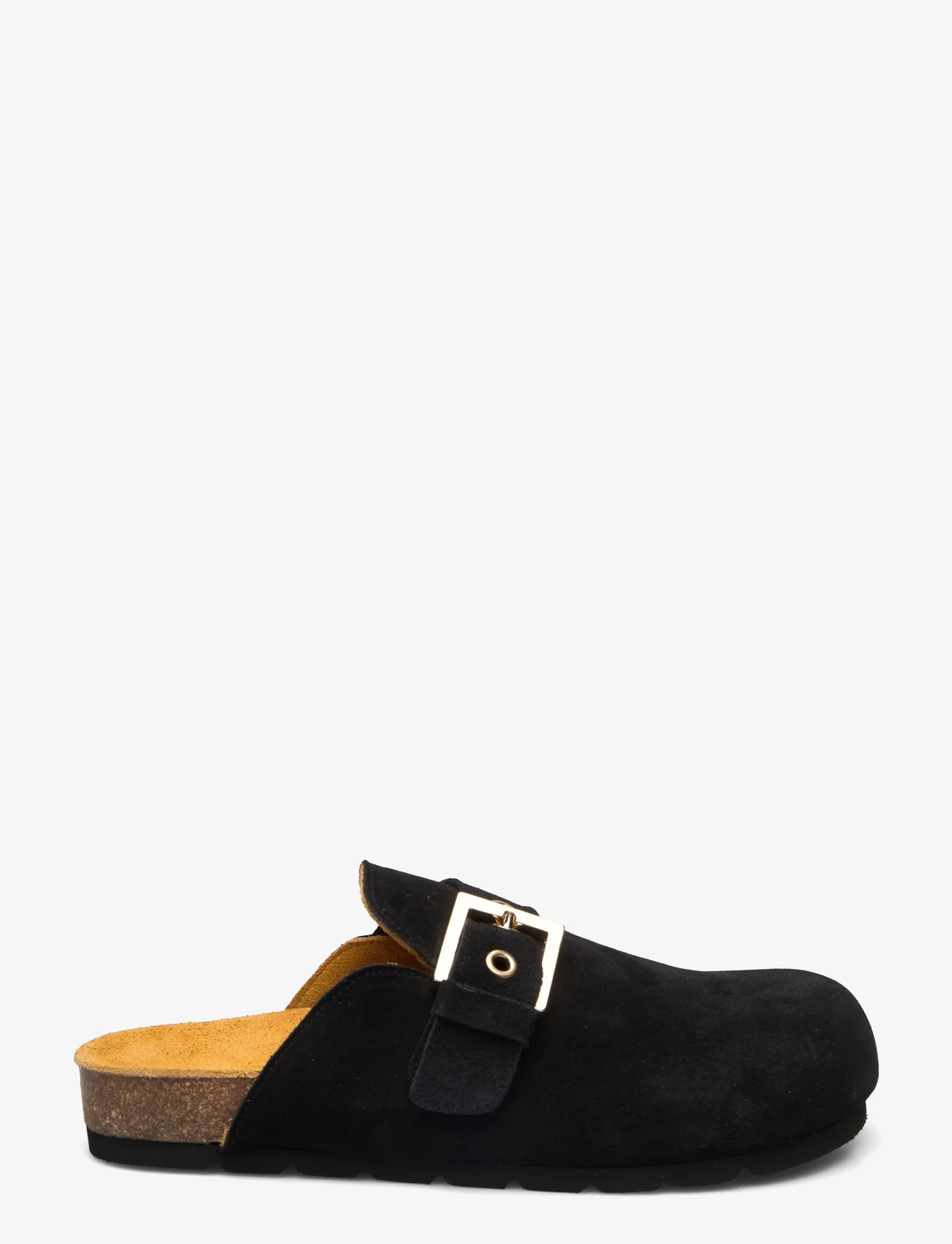 ALOHAS - Cozy Suede Taupe Leather Clogs - flat mules - black - 1