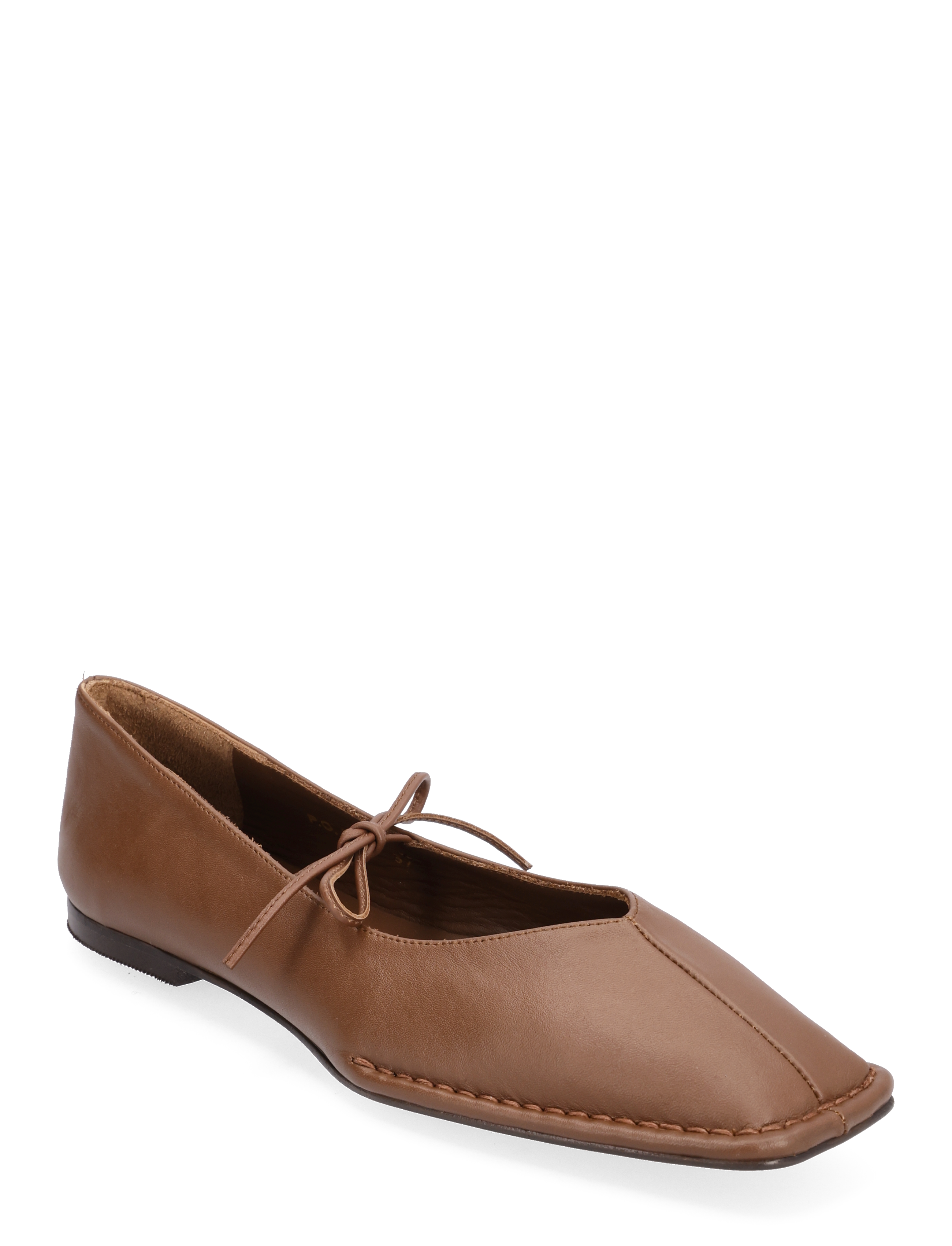 Sway Cream Leather Ballet Flats - CHESTNUT BROWN