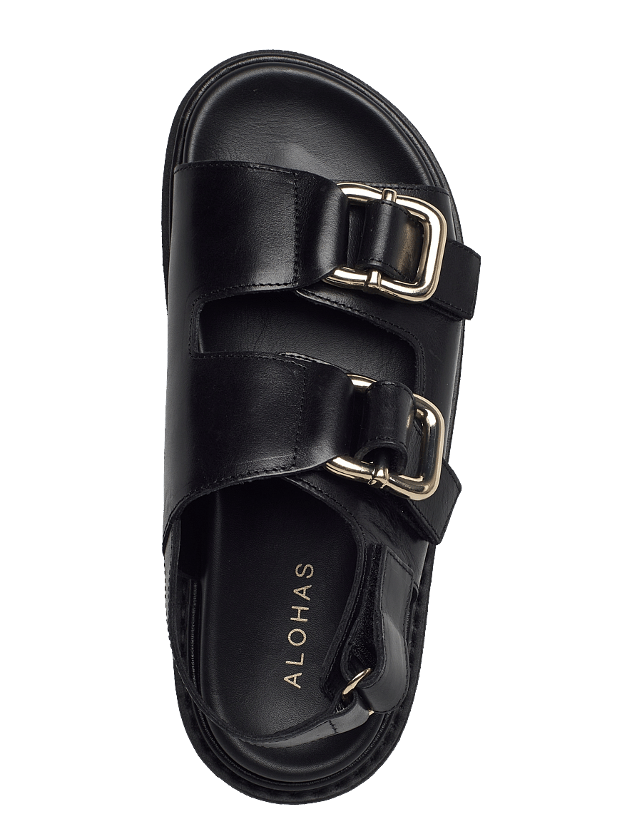 ALOHAS - Harper Cream Leather Sandals - platta sandaler - black - 4