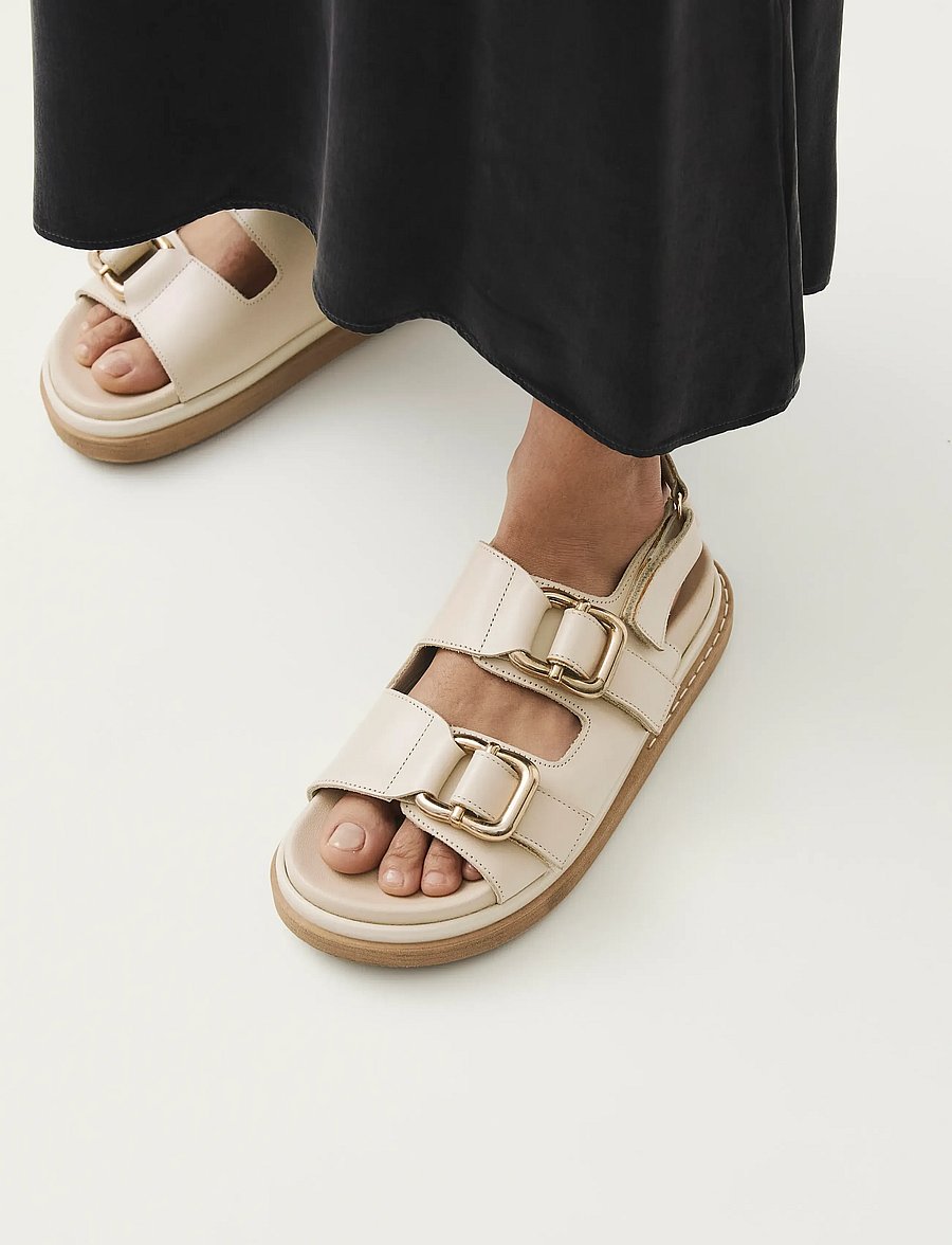 ALOHAS - Harper Cream Leather Sandals - flache sandalen - cream - 0