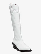 Mount Bright White Leather Boots - WHITE