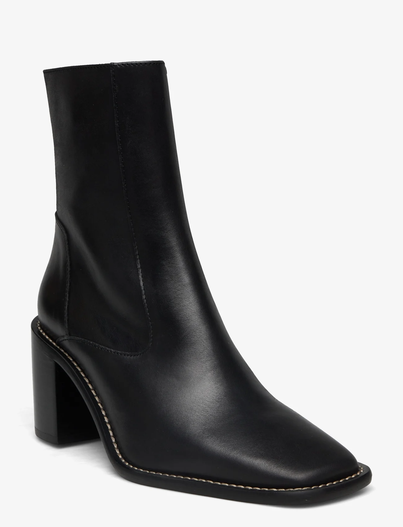 ALOHAS - Francesca Black Leather Ankle Boots - hög klack - black - 0
