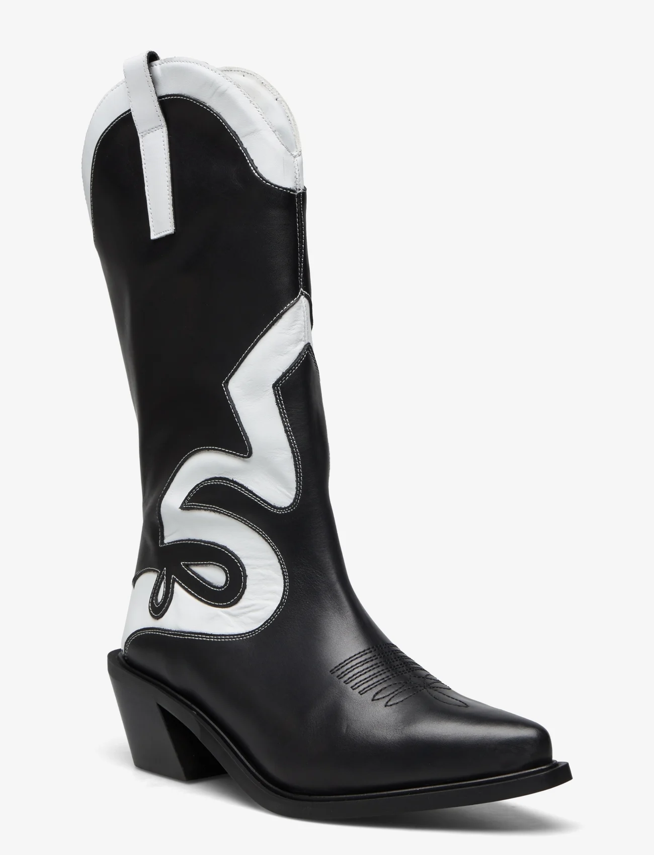 ALOHAS - Mount Texas Black White Leather Boots - cowboyboots - black - 0