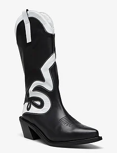 Mount Texas Black White Leather Boots, ALOHAS