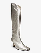 Billy Shimmer Silver Leather Boots - SILVER