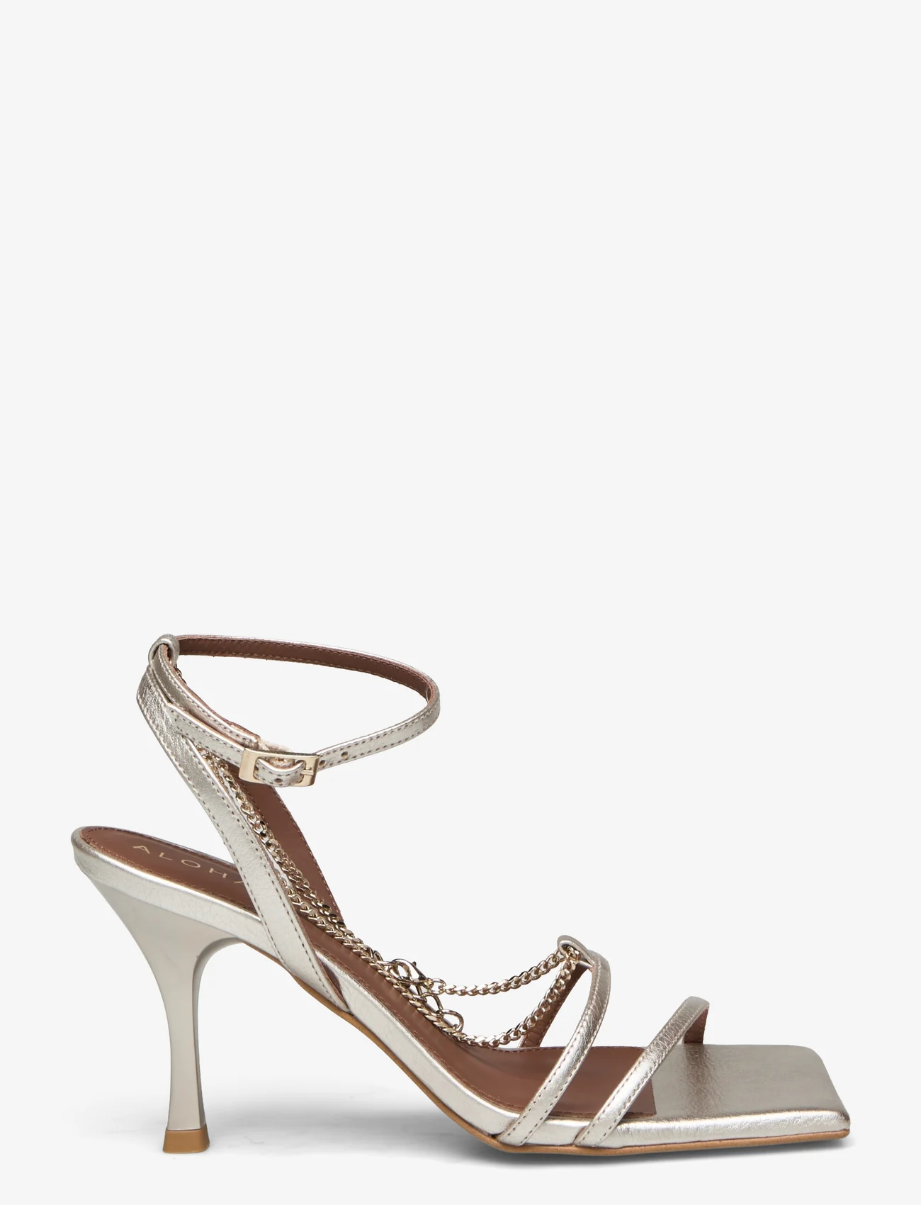 ALOHAS - Straps Chain Shimmer Silver Leather Sandals - peoriided outlet-hindadega - silver - 1