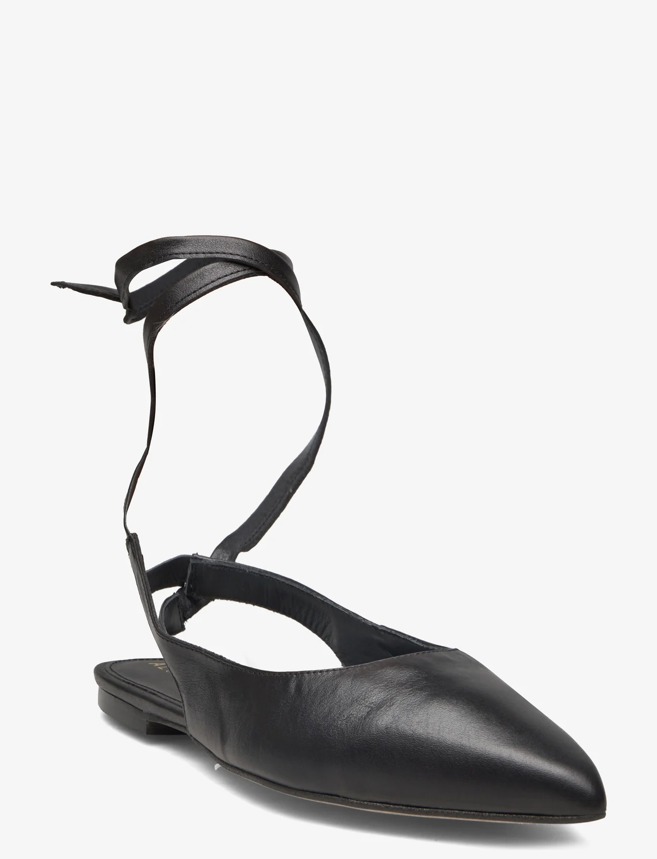 ALOHAS - Ribbon Black Leather Ballet Flats - festklær til outlet-priser - black - 0
