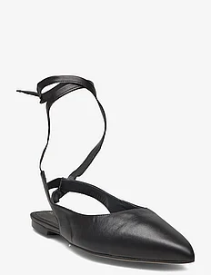 Ribbon Black Leather Ballet Flats, ALOHAS