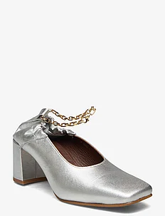 Agent Anklet Shimmer Silver Leather Pumps, ALOHAS