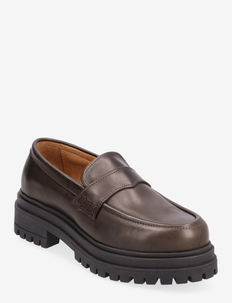 Obsidian Coffee Brown Leather Loafers, ALOHAS