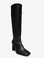 Isobel Coffee Brown Leather Boots - BLACK