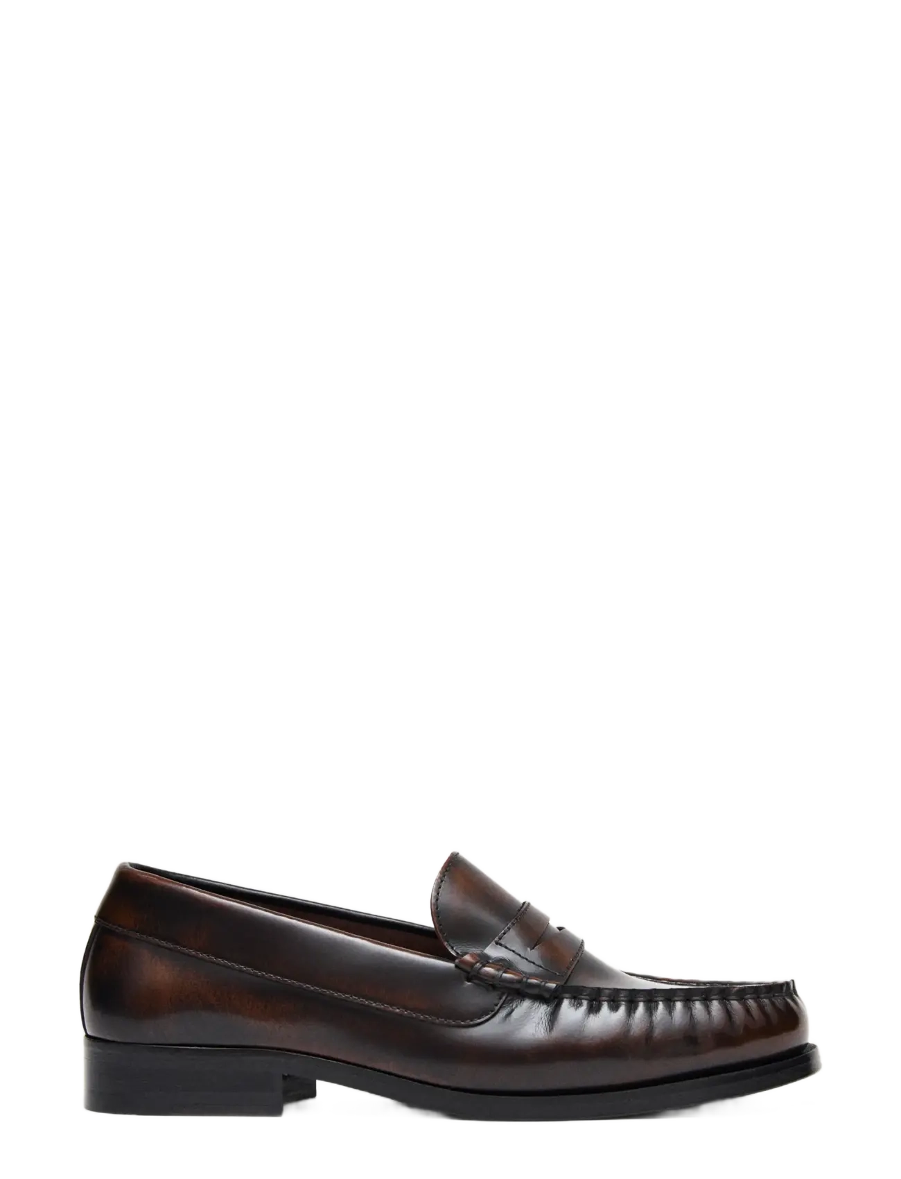 ALOHAS - Rivet Vintage Effect Coffee Brown Leather Loafers - mode trends - coffee brown - 2