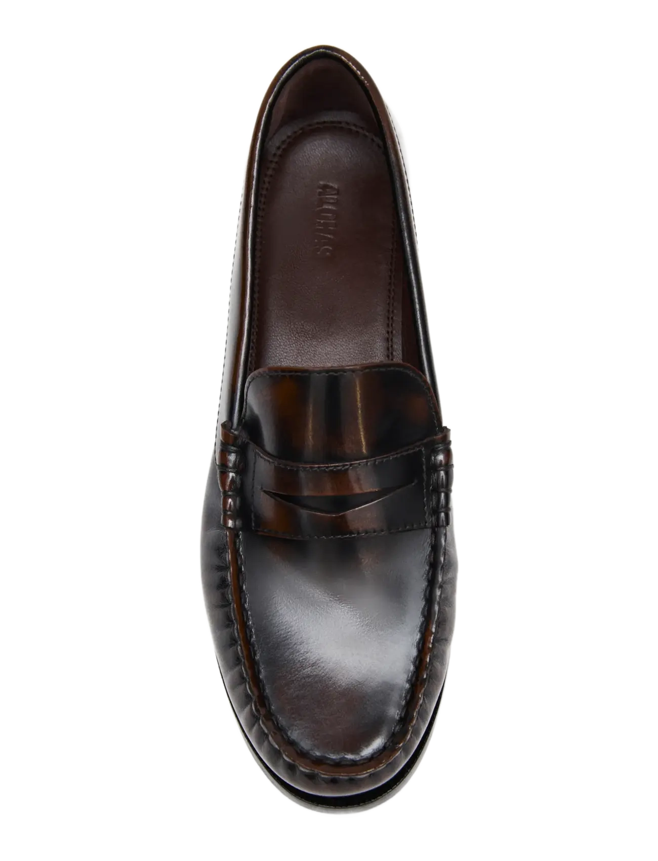 ALOHAS - Rivet Vintage Effect Coffee Brown Leather Loafers - mode trends - coffee brown - 3
