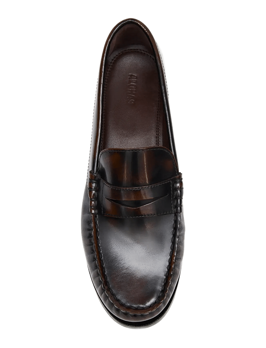 ALOHAS - Rivet Vintage Effect Coffee Brown Leather Loafers - mode trends - coffee brown - 3