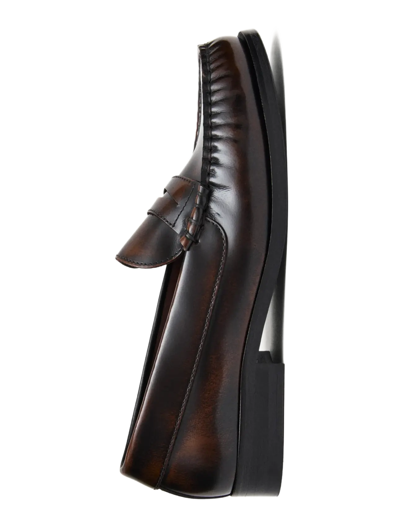 ALOHAS - Rivet Vintage Effect Coffee Brown Leather Loafers - mode trends - coffee brown - 4