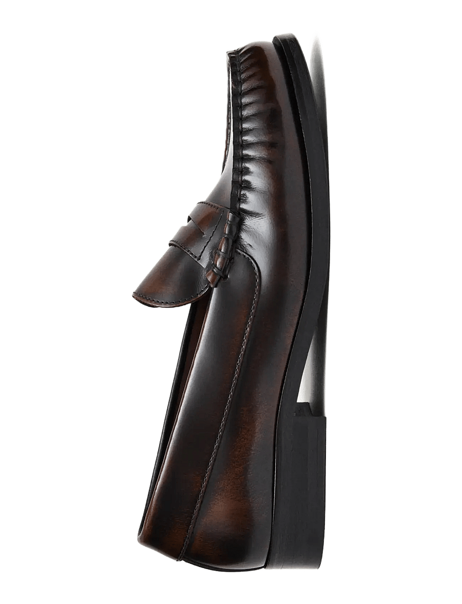 ALOHAS - Rivet Vintage Effect Coffee Brown Leather Loafers - mode trends - coffee brown - 4