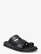 Harllow Black Leather Sandals - BLACK