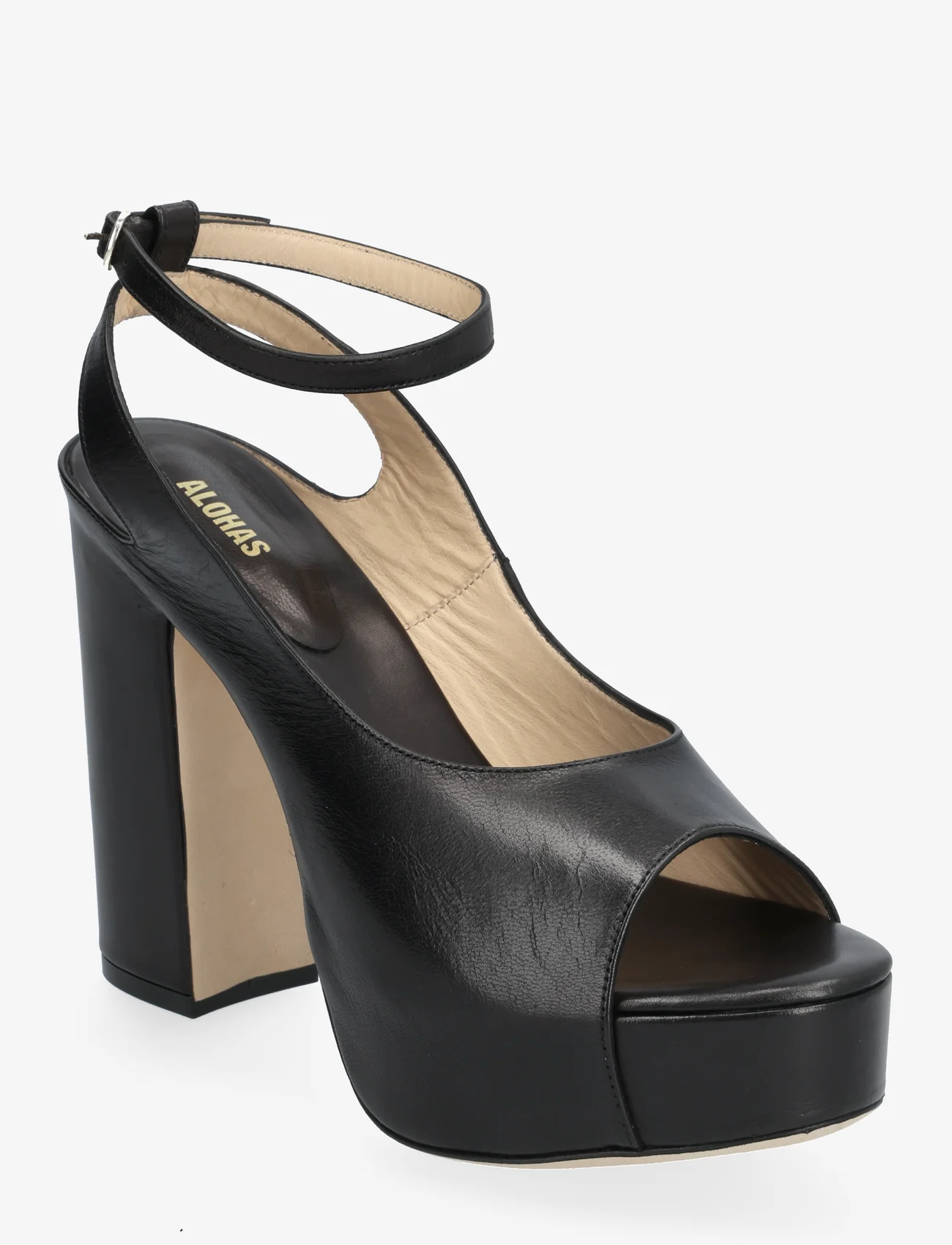 ALOHAS - Sadie Black Leather Sandals - open toe shoes - black - 0