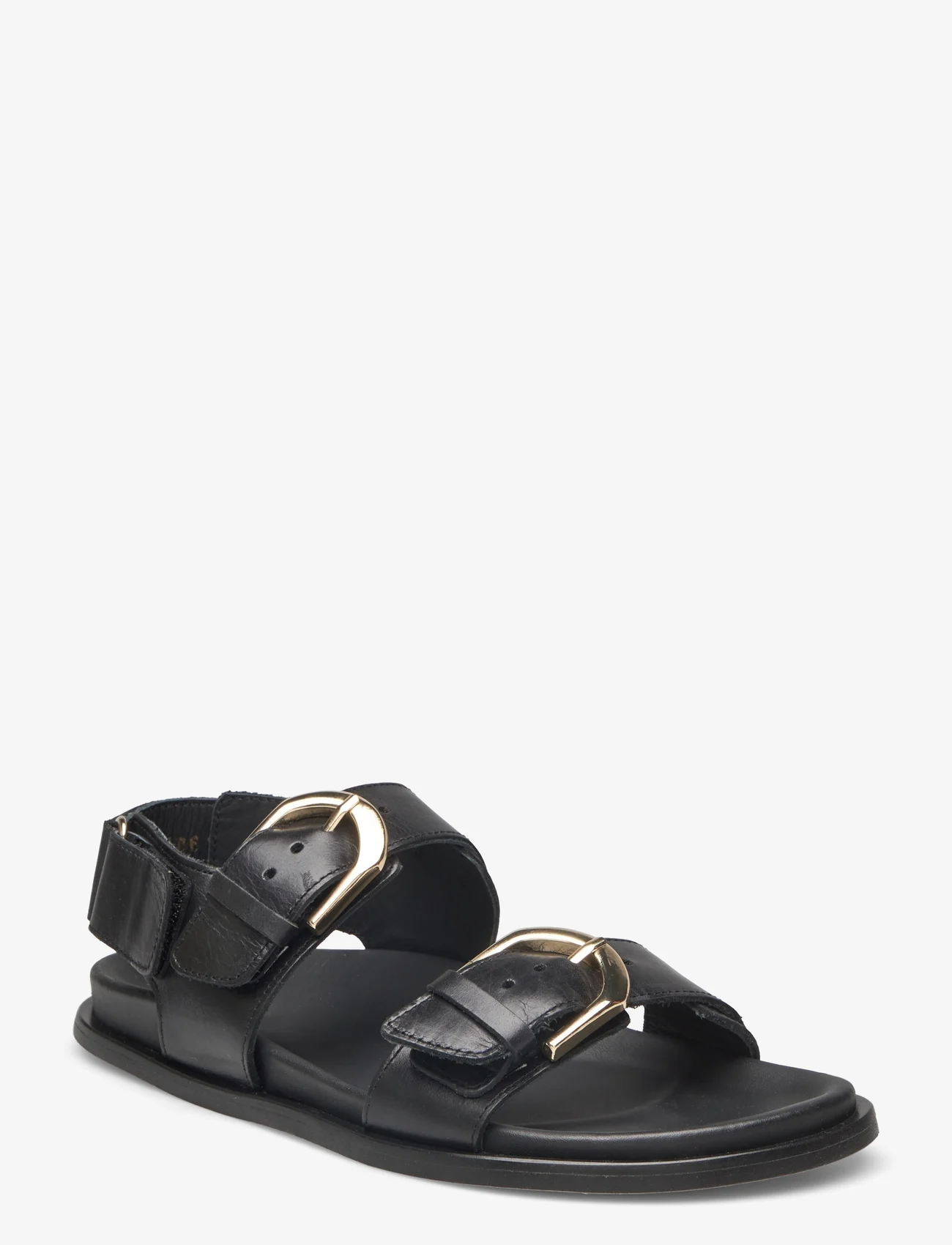 ALOHAS - Leone Black Leather Sandals - flache sandalen - black - 0