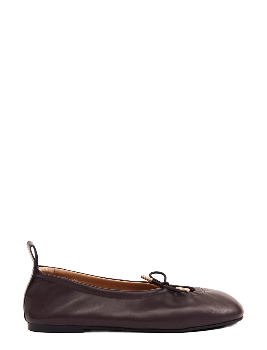 ALOHAS - Rosalind Black Leather Ballet Flats - Īpaši notikumi - brown - 2