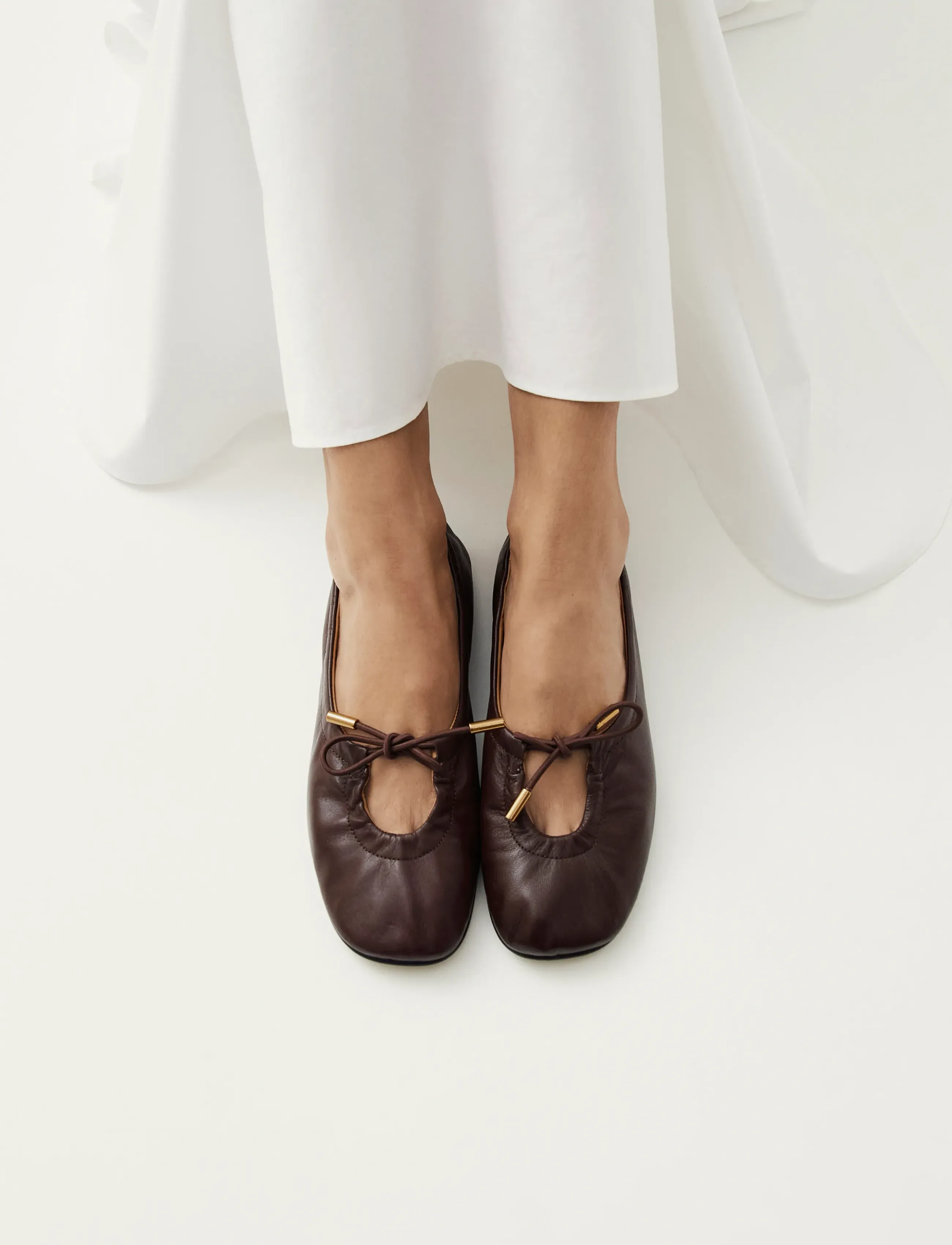 ALOHAS - Rosalind Black Leather Ballet Flats - Īpaši notikumi - brown - 5