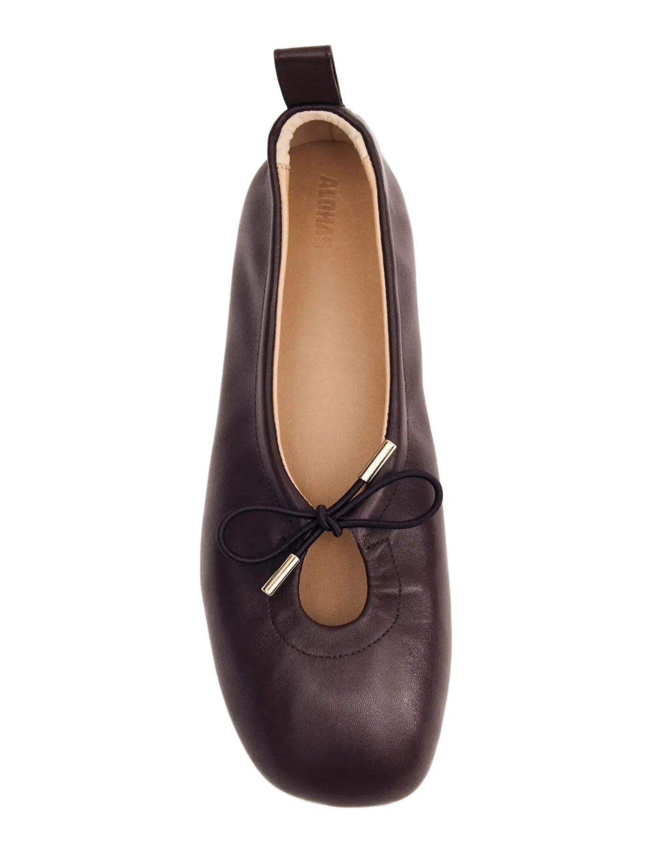 ALOHAS - Rosalind Black Leather Ballet Flats - Īpaši notikumi - brown - 3