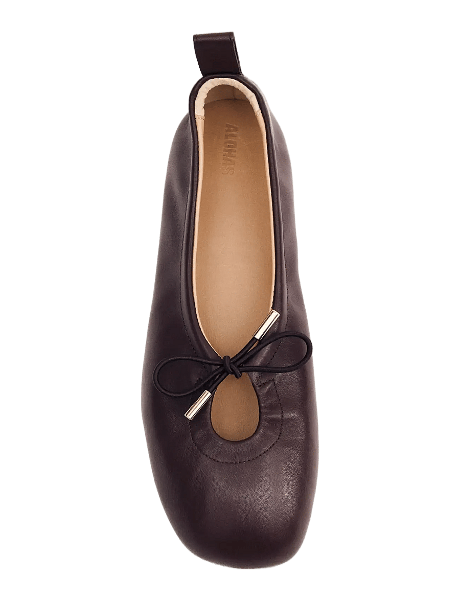 ALOHAS - Rosalind Black Leather Ballet Flats - Īpaši notikumi - brown - 3