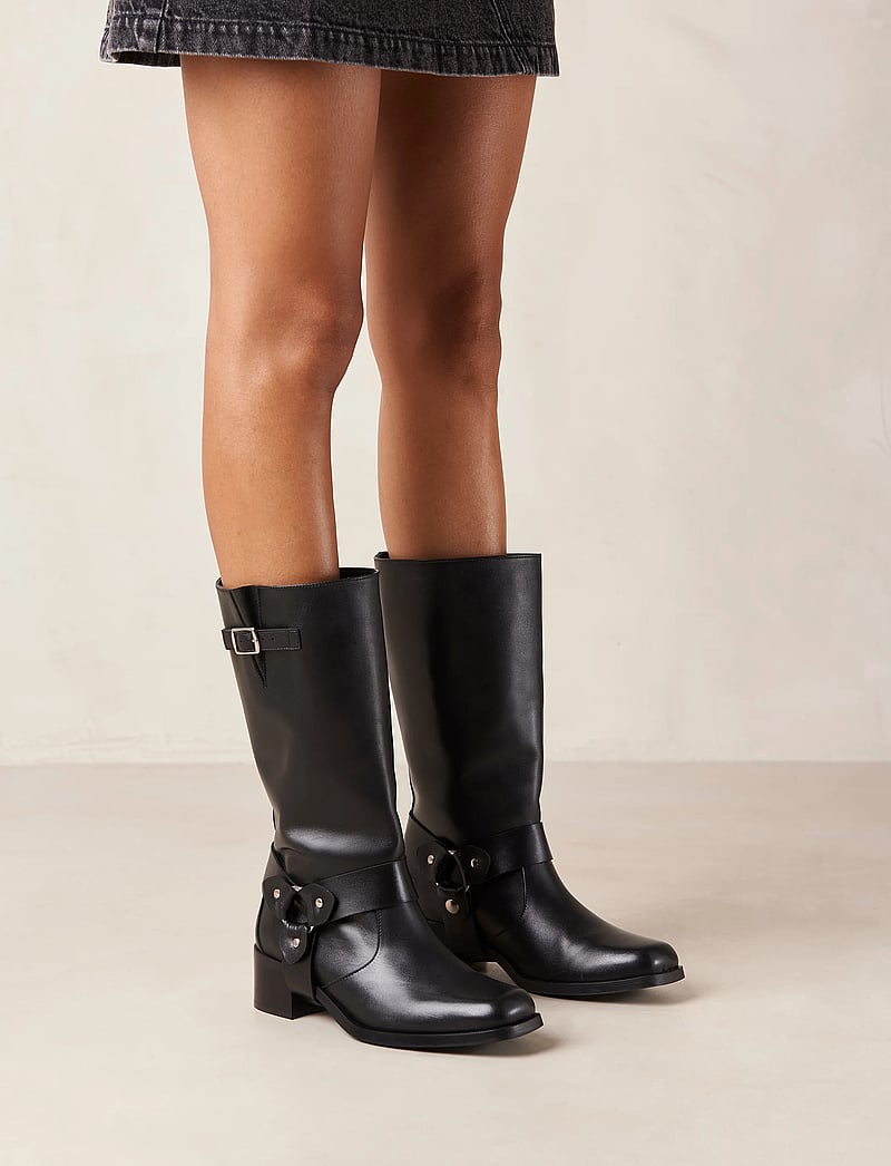 ALOHAS - Rocky Leather Boots - knähöga stövlar - black - 0