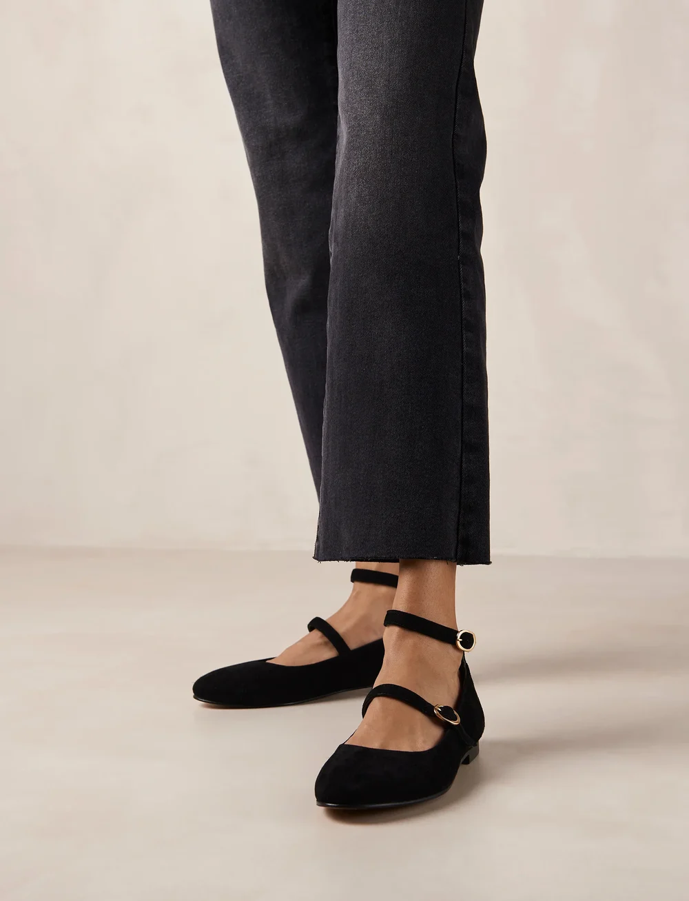 ALOHAS Evelyn Suede Black Leather Ballet Flats Ballerinas Boozt