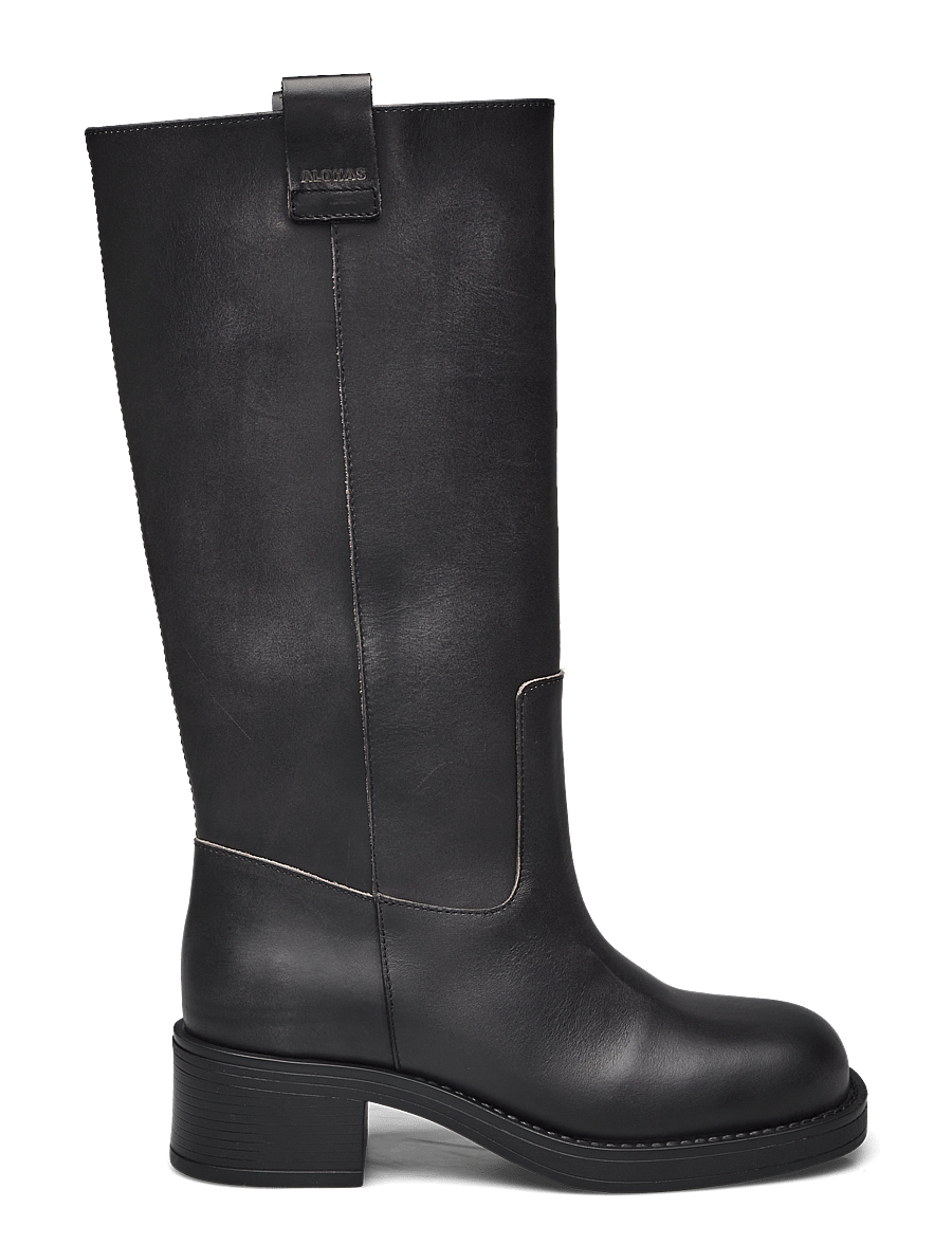 ALOHAS - Sajan Vintage Effect Black Leather Boots - põlveni saapad - black - 2
