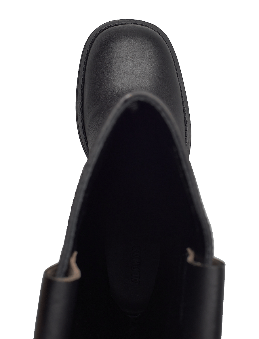 ALOHAS - Sajan Vintage Effect Black Leather Boots - põlveni saapad - black - 4
