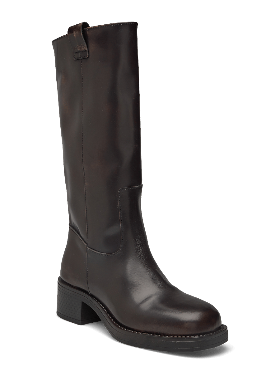 ALOHAS - Sajan Vintage Effect Black Leather Boots - knähöga stövlar - brown - 1