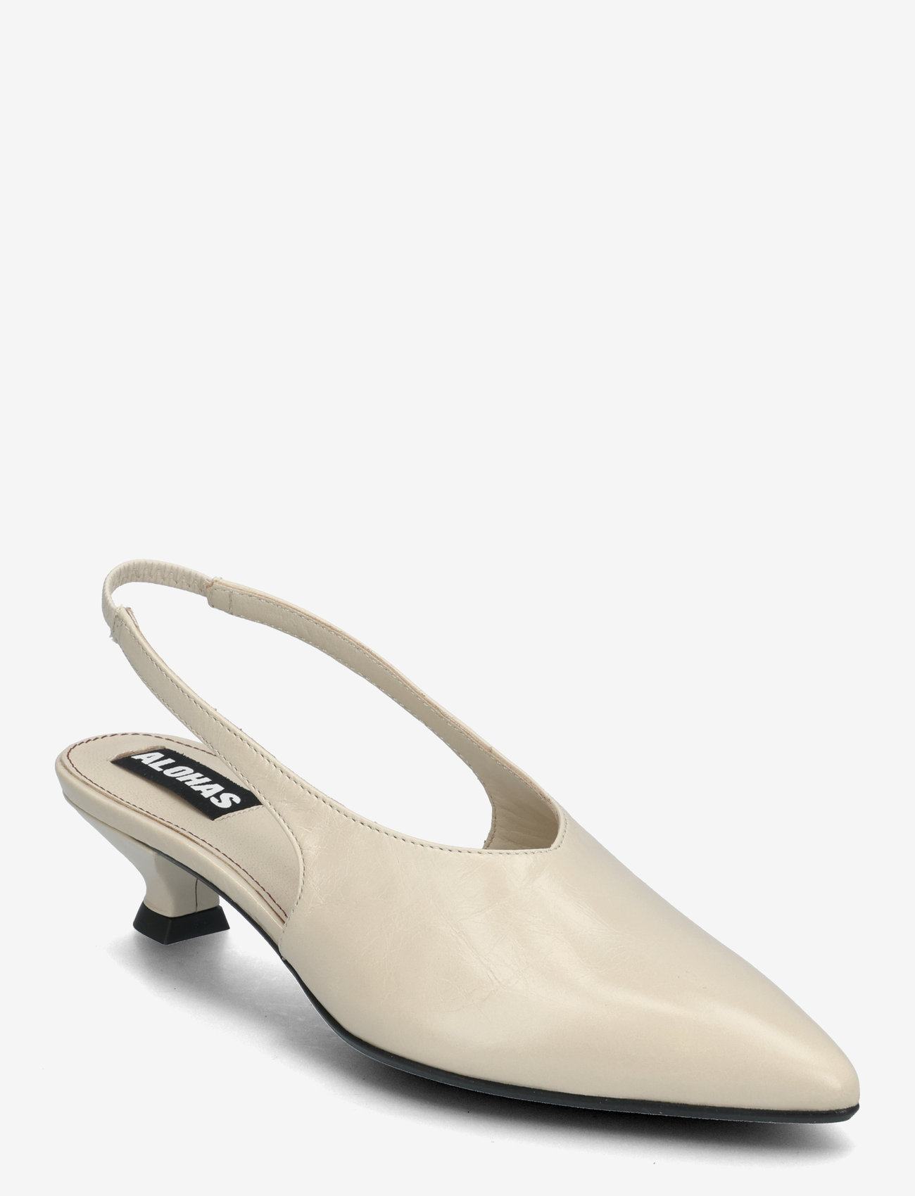 ALOHAS - Eros Black Leather Pumps - slingbacks mit absatz - cream - 0