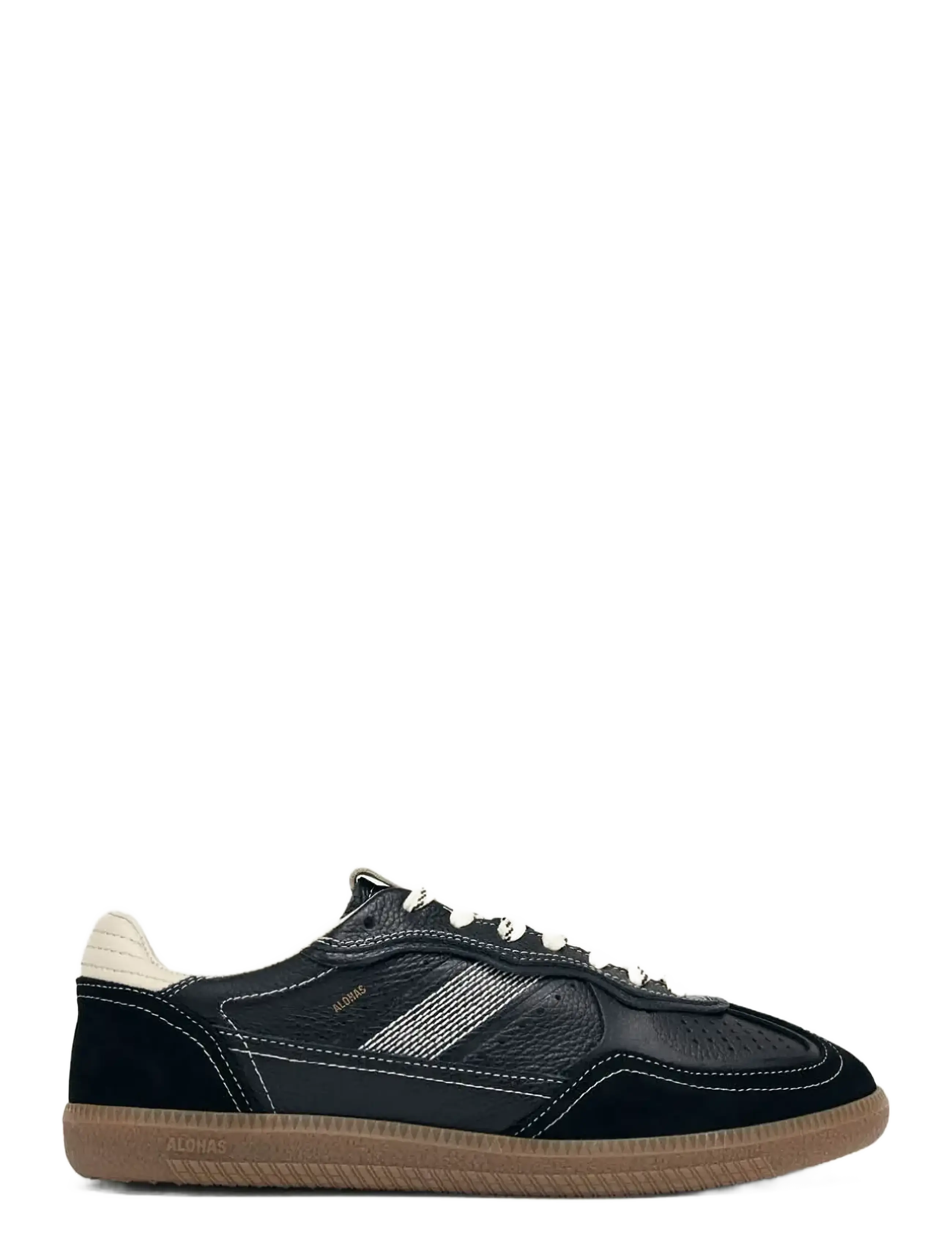 ALOHAS Tb.490 Rife Grain White Burgundy Leather Sneakers - ALOHAS - BLACK / black