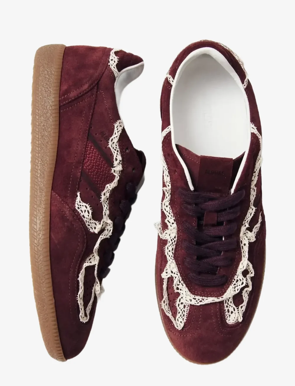ALOHAS - Tb.490 Crochet Cream Leather Sneakers - madala säärega tossud - burgundy - 2