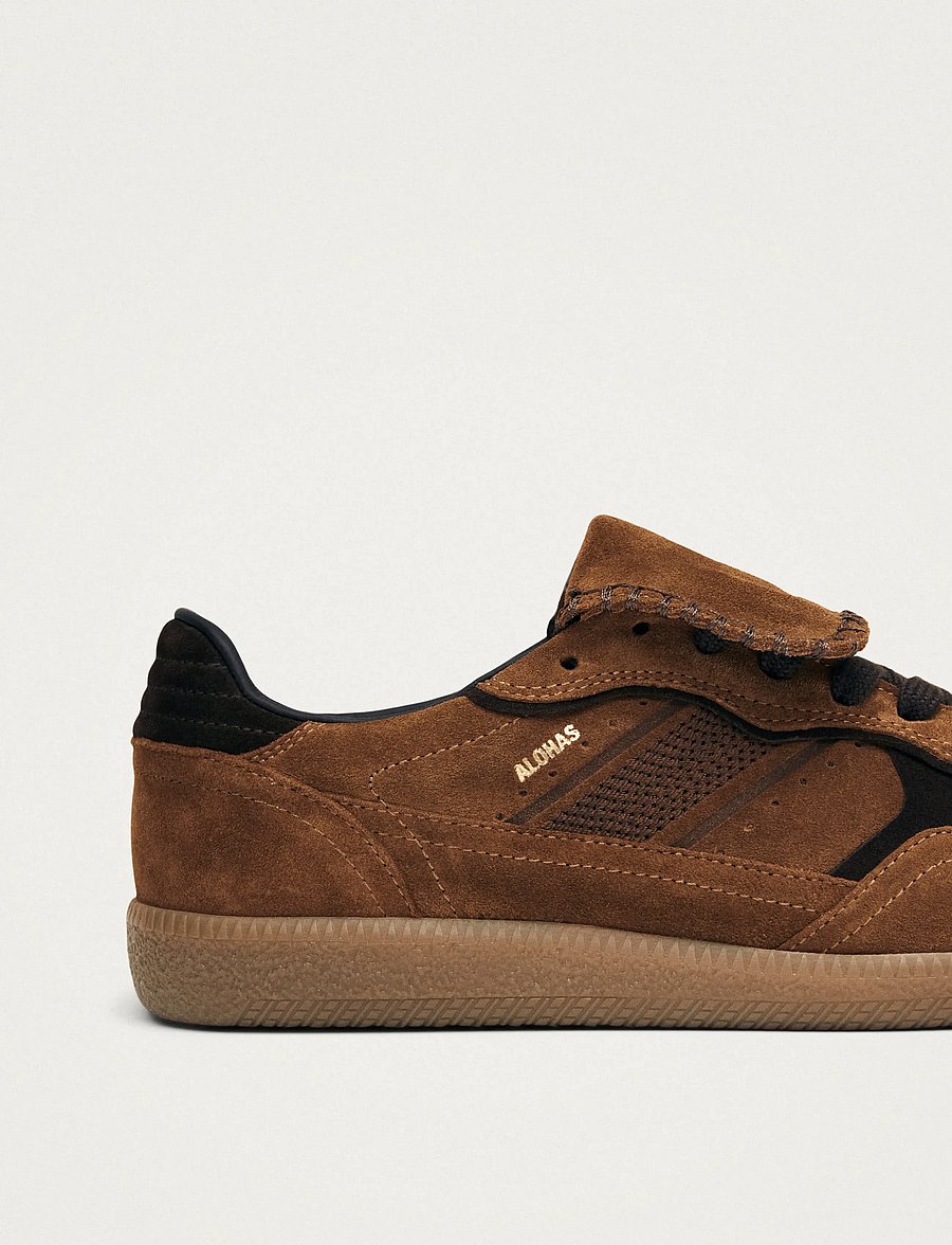 ALOHAS - Tb.490 Club Suede Dark Grey Leather Sneakers - baskets basses - tobacco brown - 5