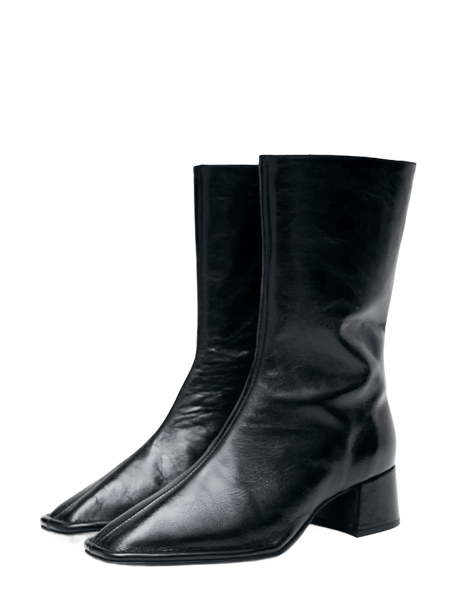 ALOHAS - Berlin Rift Burgundy Leather Ankle Boots - kontsaga poolsaapad - black - 1