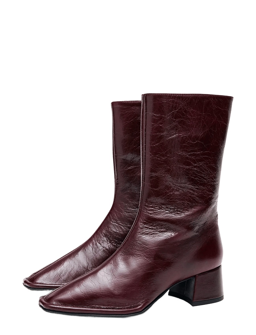 ALOHAS - Berlin Rift Burgundy Leather Ankle Boots - burgundy - 0