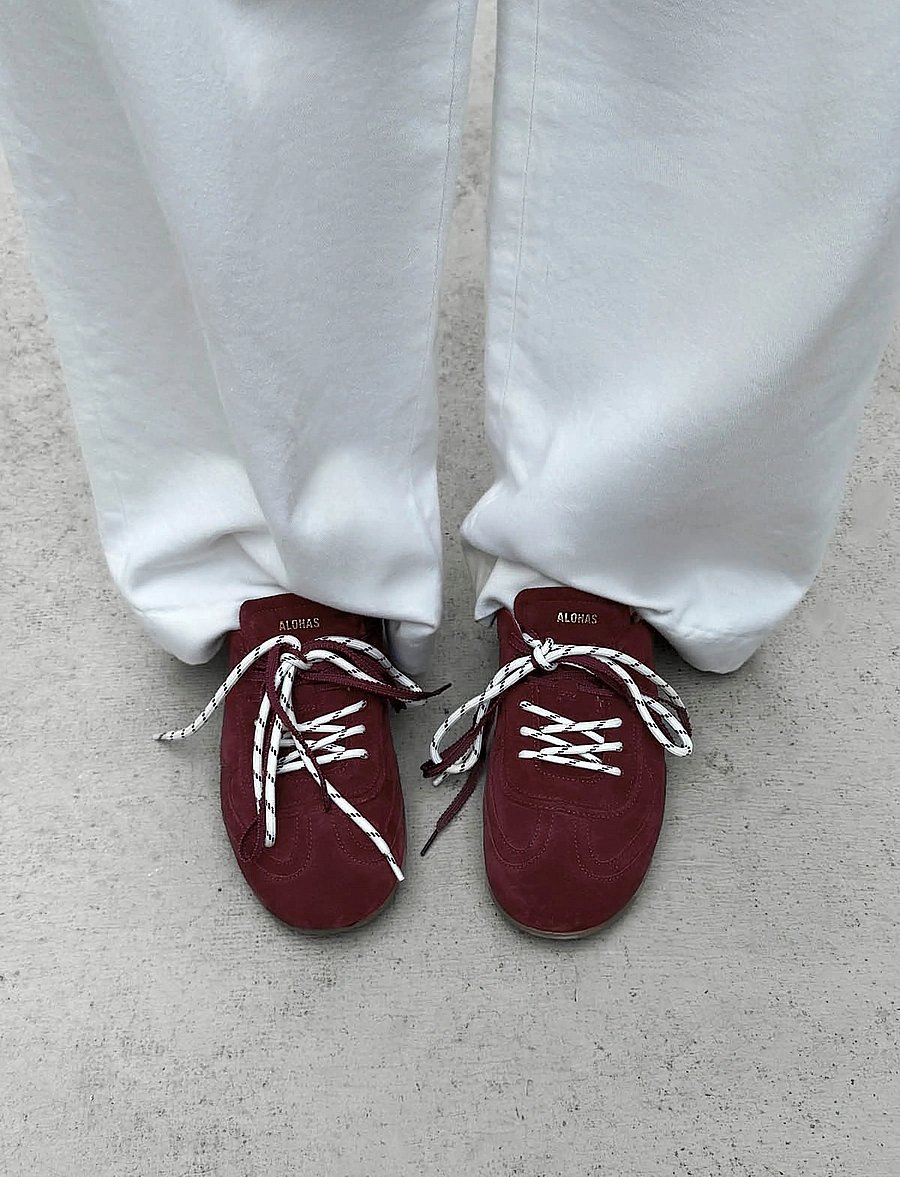 ALOHAS - Tb.24 Suede Burgundy Leather Sneakers - niedrige sneaker - burgundy - 0
