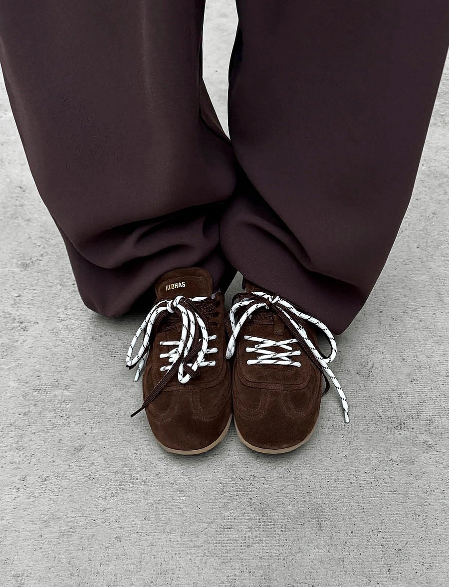ALOHAS - Tb.24 Suede Burgundy Leather Sneakers - lave sneakers - chocolate - 0