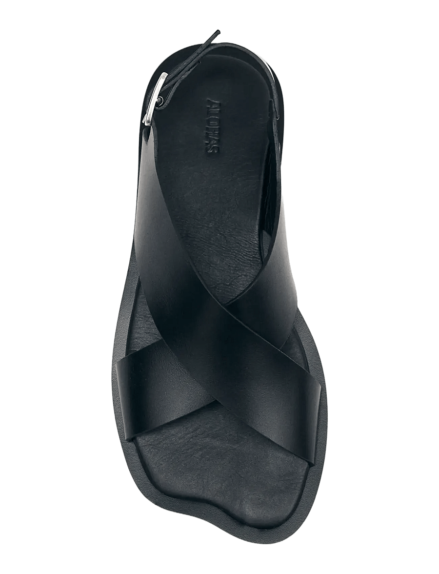ALOHAS - Nalu Black Leather Sandals - flade sandaler - black - 3