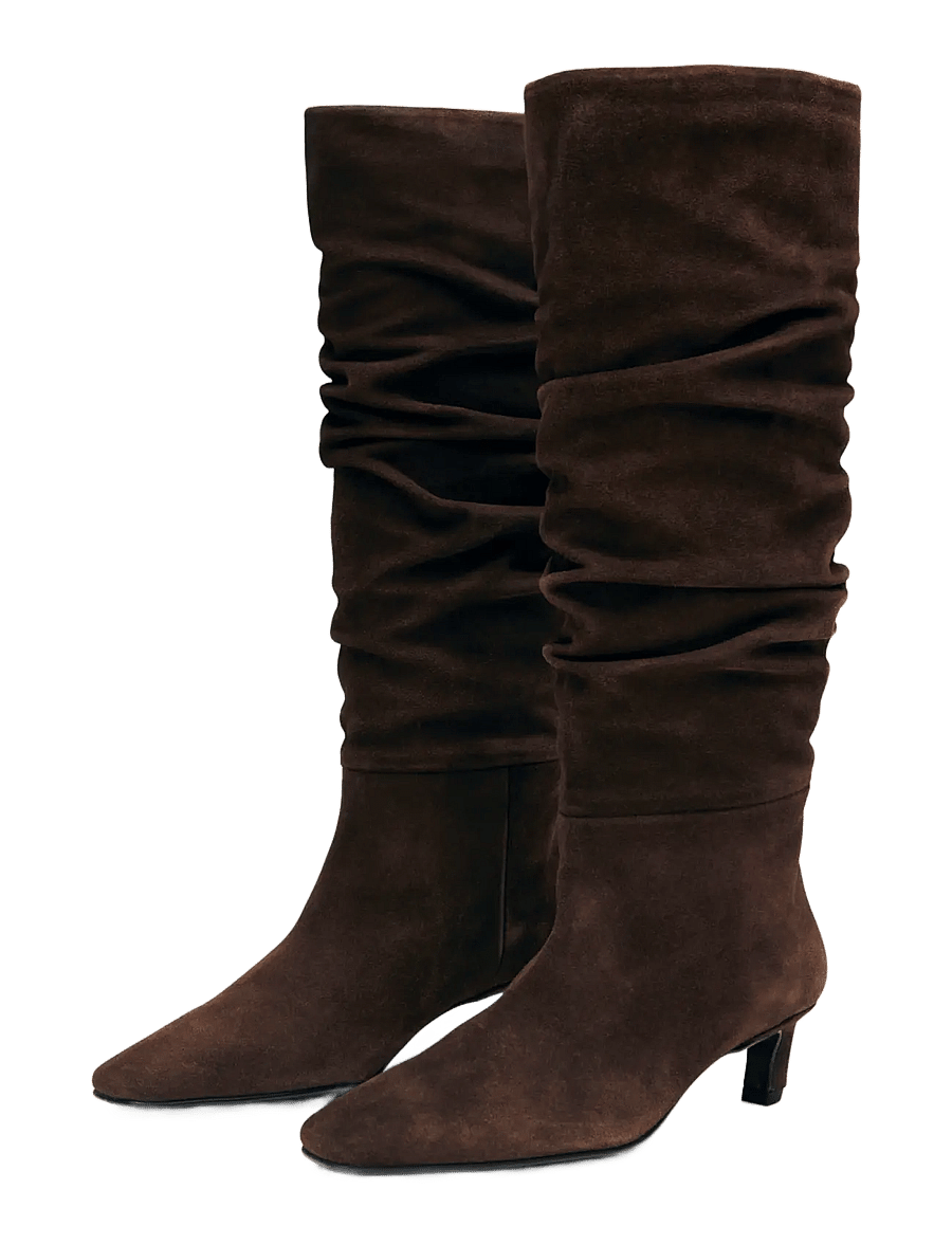 ALOHAS - Kalila Suede Brown Leather Boots - langskaftede støvler - chocolate brown - 1
