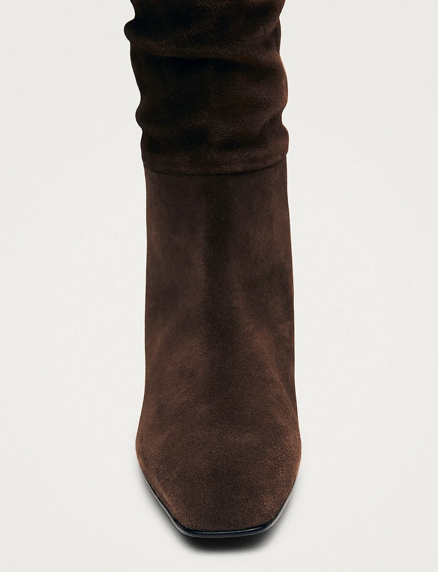 ALOHAS - Kalila Suede Brown Leather Boots - langskaftede støvler - chocolate brown - 3